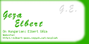 geza elbert business card