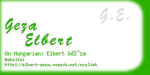 geza elbert business card